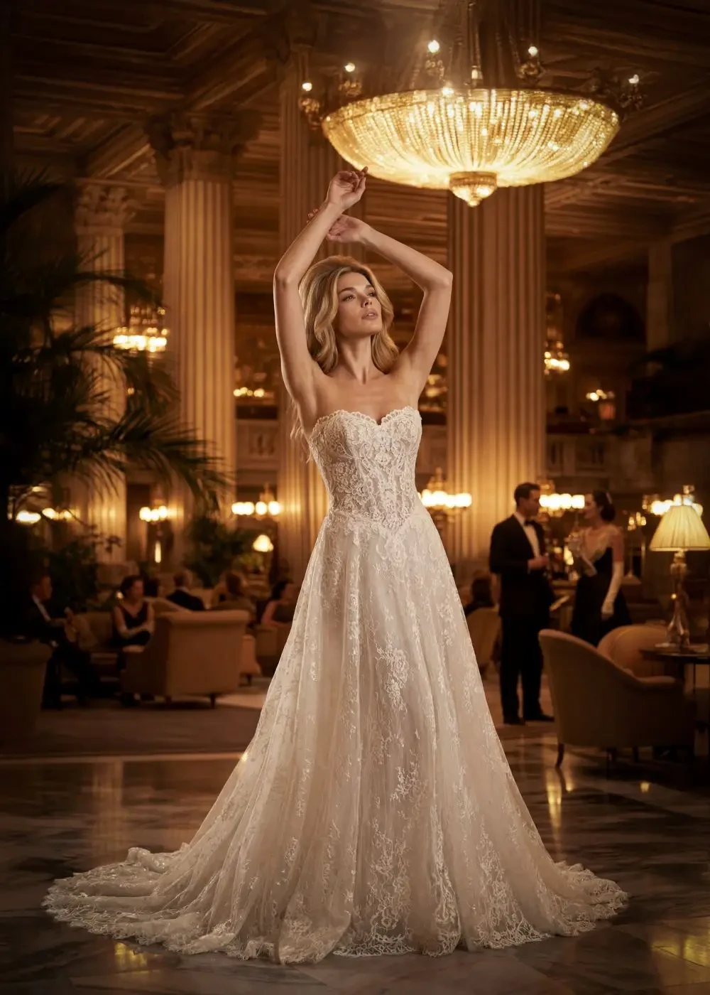 model is wearing the lissette bridal gown from the randy fenoli collection